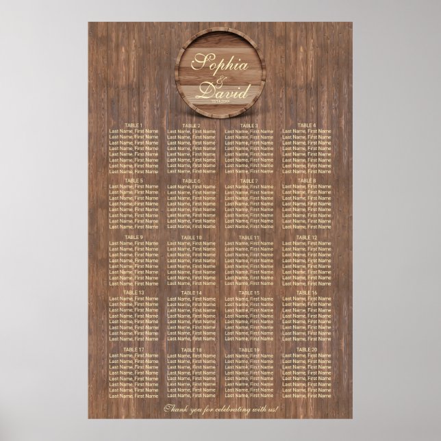 Poster Gráfico 160 convidados de Casamentos de Barrel (Frente)