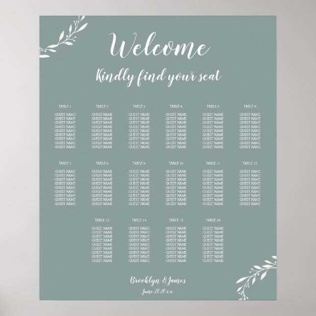 Poster Gráfico 20x24 de Casamento de Sábado Elegante (Frente)