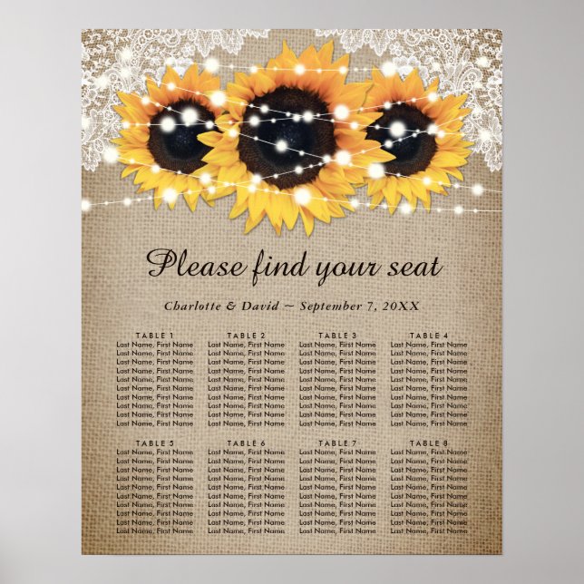 Poster Gráfico 8 Sentados Rustic Vintage Sunflower (Frente)