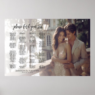 Poster Gráfico alfabético de assentos de casamento com fo