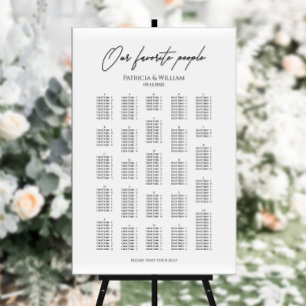 Poster Gráfico alfabético de assentos de casamento legant