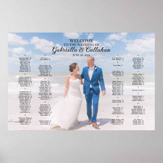 Poster Gráfico alfabético de casamento de fotos modernas (Frente)