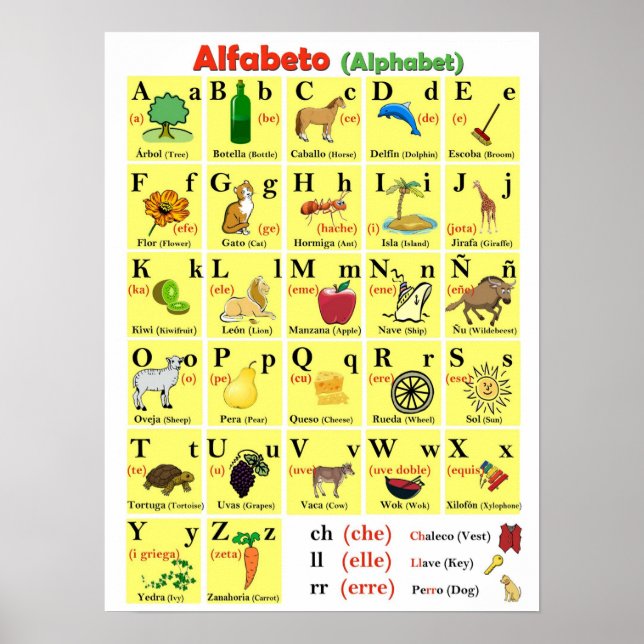 Poster Gráfico alfabético espanhol (Frente)