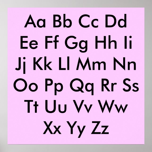 Poster Gráfico alfabético rosa pálido (Frente)