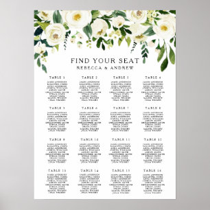 Poster Gráfico Branco Floral Elegante