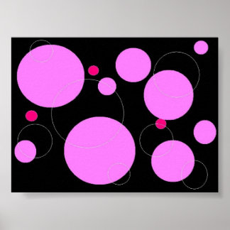 Pôster Gráfico circular, rosa e preto