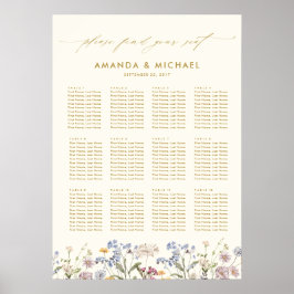 Poster Gráfico Colorido de Casamentos de Primavera Wildfl