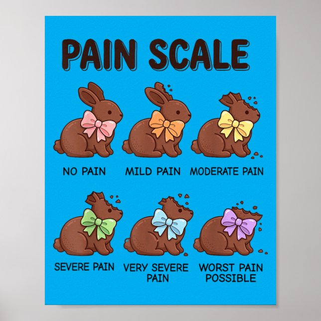 Poster Gráfico da Escala de Dor do Coelho de Páscoa Engra (Frente)