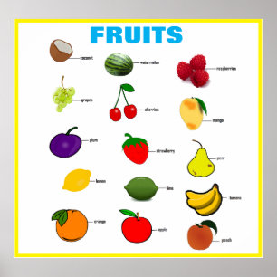 Poster gráfico da sala de aula do Fruta
