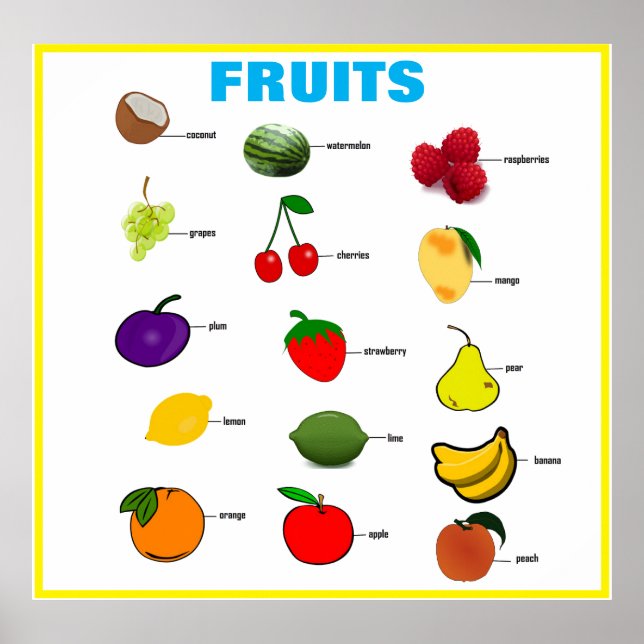Poster gráfico da sala de aula do Fruta (Frente)