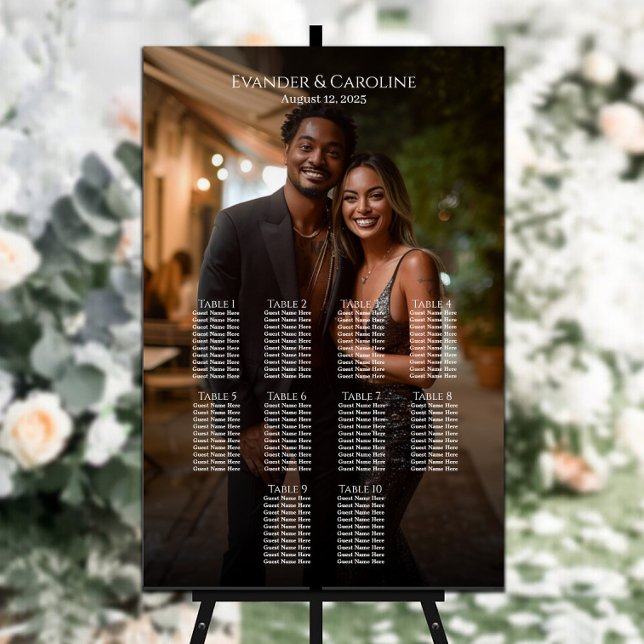 Poster Gráfico de 10 mesas de casamento de fotos elegante (Criador carregado)