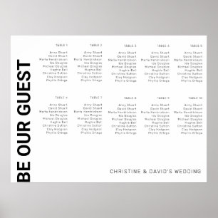 Poster Gráfico de 10 mesas Simples Casamento Branco