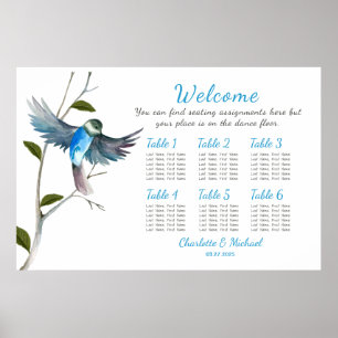 Poster Gráfico de 36"x24" com pássaro azul de felicidade