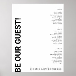 Poster Gráfico de 3 mesas Simples de Casamento Branco