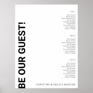 Poster Gráfico de 3 mesas Simples de Casamento Branco