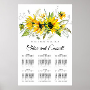 Poster Gráfico de 6 Mesas de girassol amarelo moderno