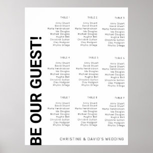 Poster Gráfico de 9 mesas Simples de Casamento Branco