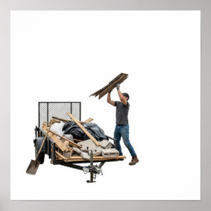 Poster Gráfico de Ação de Carregamento de Resíduos