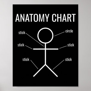 Poster Gráfico de Anatomia de Boneco de Palito Engraçado