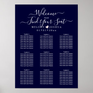 POSTER GRÁFICO DE ASSENTAMENTO AZUL MARINHO CORAÇÃO ROSA