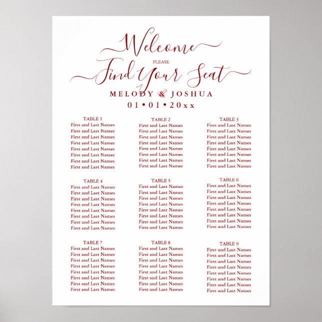 POSTER GRÁFICO DE ASSENTO DE BURGUNDY|COR DE DIY (Frente)