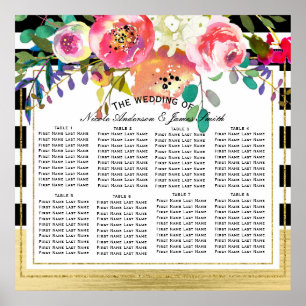Pôster Gráfico de Assento de Casamento Floral Moderno Pre