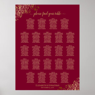 Poster Gráfico de Assentos 23 Mesa Burgundy & Dourado Ele