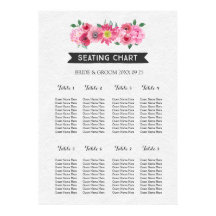 Gráfico de Assentos 8 Mesas Chalkboard Pink Waterc