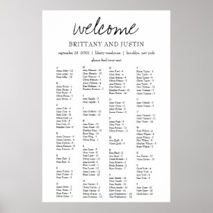 Poster Gráfico de Assentos Alfabetico Elegante da Bretâni