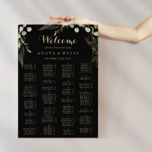 Poster Gráfico de Assentos Alfabetico em Verde Salvia Euc