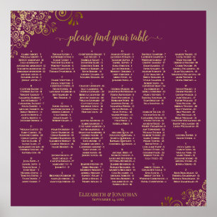 Poster Gráfico de Assentos Alfabetico Magenta Cassis e Do
