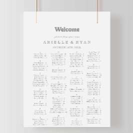 Poster Gráfico de Assentos Alfabetico Minimalista Formal