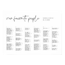 Gráfico de assentos alfabético minimalista moderno