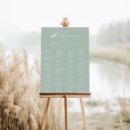 Poster Gráfico de Assentos Alfabéticos Branco Verde