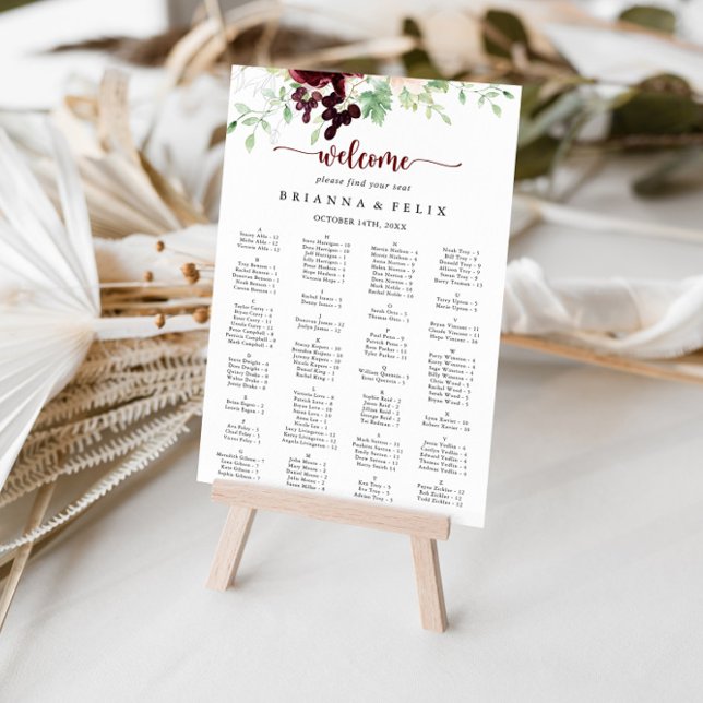 Poster Gráfico de Assentos Alfabéticos Clássicos Simples  (Criador carregado)