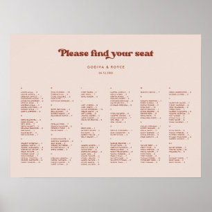 Poster Gráfico de assentos alfabéticos cor-de-rosa-pêsseg