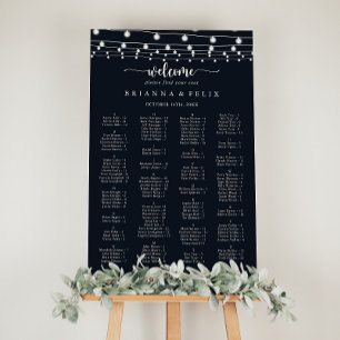 Poster Gráfico de Assentos Alfabéticos das Luzes de Corda