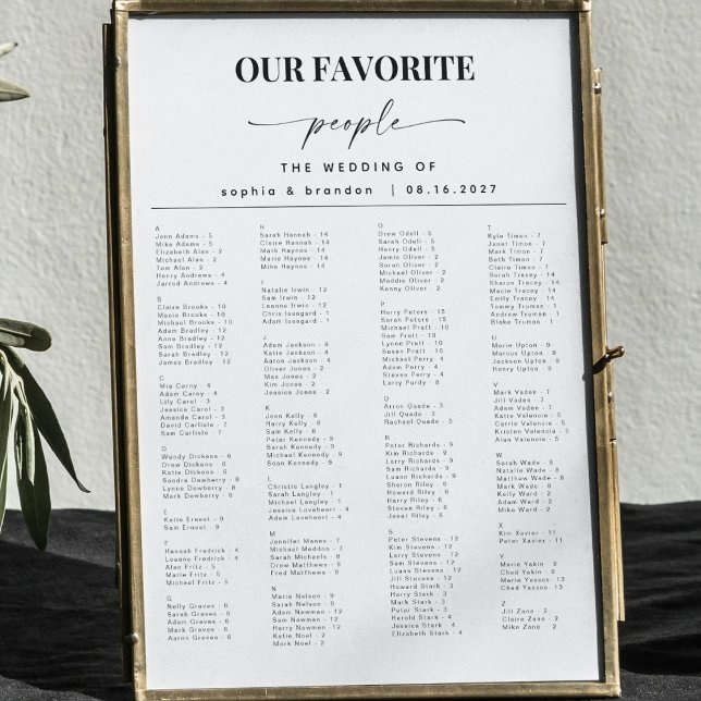 Poster Gráfico de Assentos Alfabéticos de Casamento de Sc (Criador carregado)