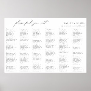 Poster Gráfico de Assentos Alfabéticos de Casamento Minim
