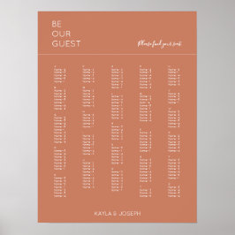 Poster Gráfico de Assentos Alfabéticos de Casamentos