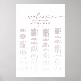 Poster Gráfico de Assentos Alfabéticos de Script Dourado