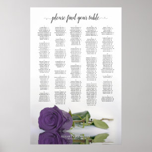 Poster Gráfico de Assentos Alfabéticos do Rosa Roxo Ame