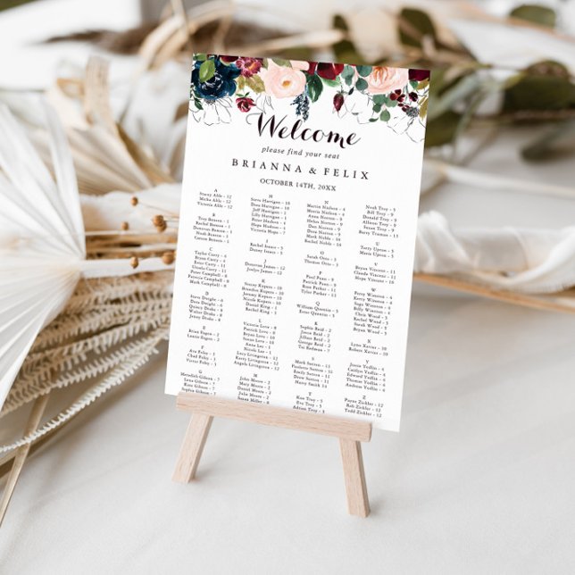 Poster Gráfico de Assentos Alfabéticos Ilustrados com Aqu (Criador carregado)