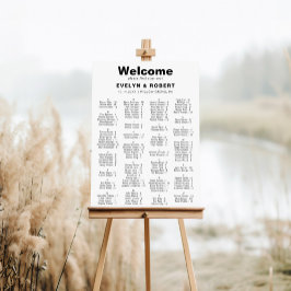 Poster Gráfico de Assentos Alfabéticos Minimalista Elegan