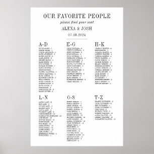 Poster Gráfico de Assentos Alfabéticos Simples