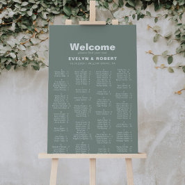 Poster Gráfico de assentos alfabéticos verdes minimalista