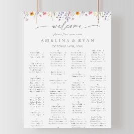 Poster Gráfico de Assentos Alfabetizado de Flores Silvest