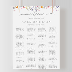 Poster Gráfico de Assentos Alfabetizado de Flores Silvest