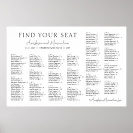 Poster Gráfico de Assentos Alfabetizados para Casamento M