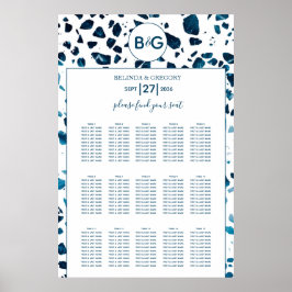 Poster Gráfico de Assentos Azuis de Casamento do Mosaico 